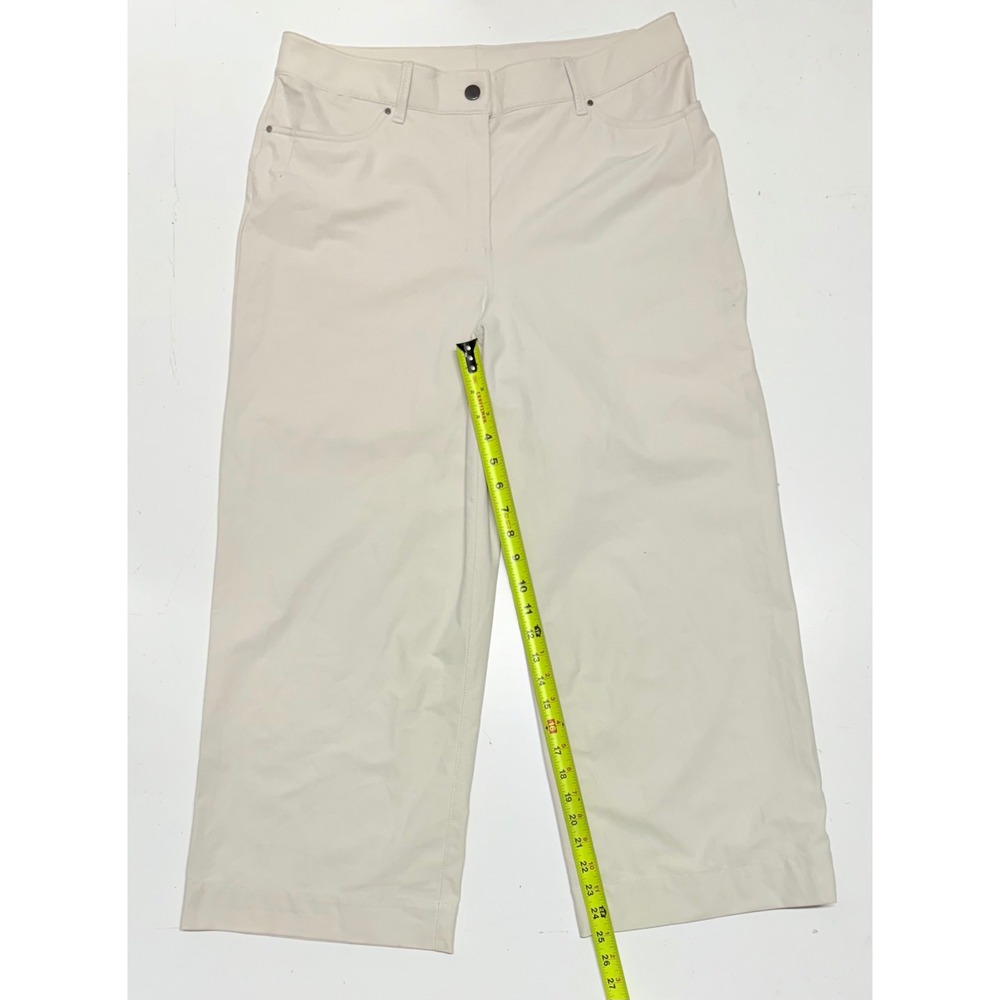 Lululemon City Sleek‎ Cropped Wide Leg Pants Size 32 Beige Casual Trousers New